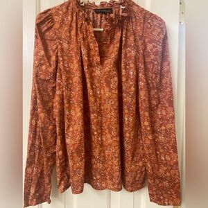 House Of Harlow 1960 Nicole Ritchie Floral Rust Long Sleeve Blouse Size Medium